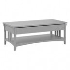 Table basse à plateau relevable avec rangement, blanc antique / gris Cape Cod, simple