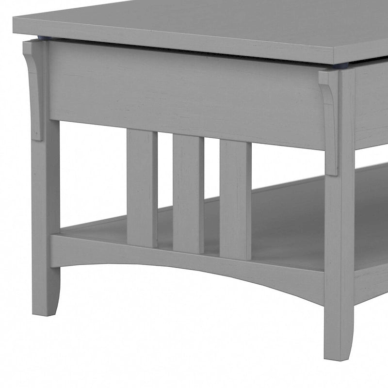 Table basse à plateau relevable avec rangement, blanc antique / gris Cape Cod, simple