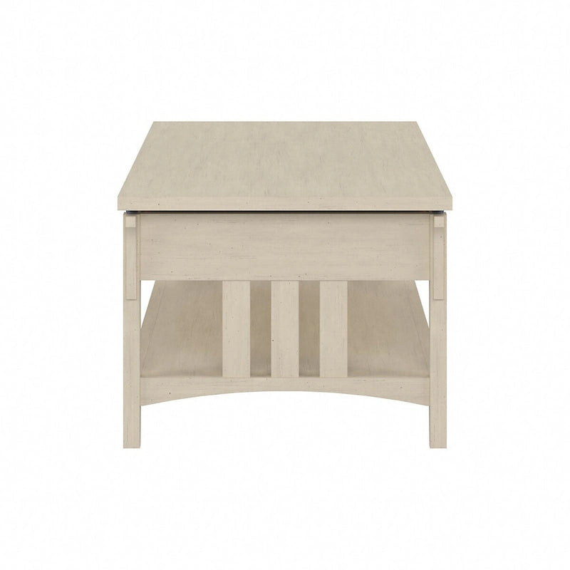 Table basse à plateau relevable avec rangement, blanc antique / gris Cape Cod, simple