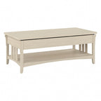 Table basse à plateau relevable avec rangement, blanc antique / gris Cape Cod, simple
