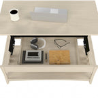 Table basse à plateau relevable avec rangement, blanc antique / gris Cape Cod, simple