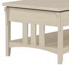 Table basse à plateau relevable avec rangement, blanc antique / gris Cape Cod, simple