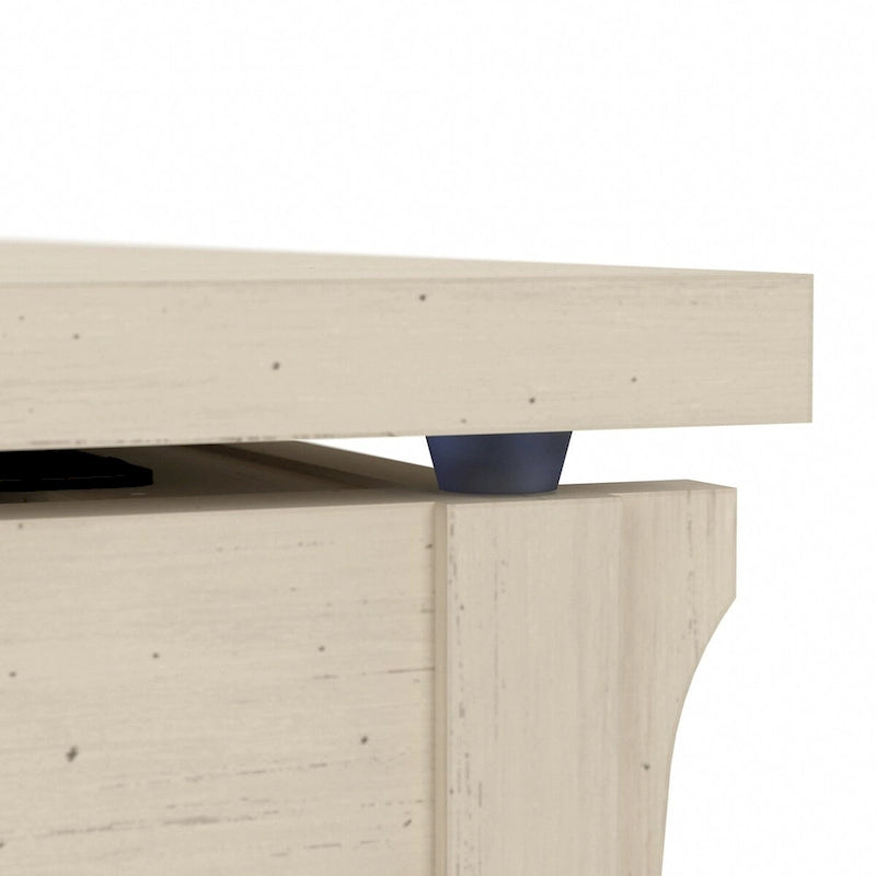 Table basse à plateau relevable avec rangement, blanc antique / gris Cape Cod, simple